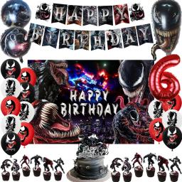 Herói veneno tema festa de aniversário decoração banner balão pano de fundo bolo topper suprimentos chá de bebê - Image 1