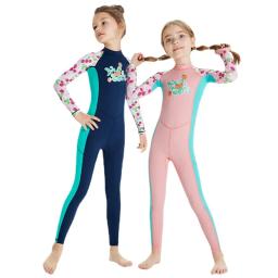 DIVE & SAIL-maiô de uma peça para crianças, traje Rash Guard, manga comprida, sunsuit para esportes aquáticos, roupa de banho para meninas, juventude - Image 1