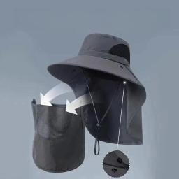 Chapéus de sol de verão proteção uv ao ar livre caça boné de pesca para homens mulheres caminhadas acampamento viseira balde chapéu pescoço aba chapéu de pescador - Image 3