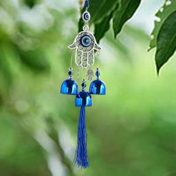 Pendurado Vidro Wind Chime, Olhos Azuis, Metal Bell, Decoração Étnica Artesanato, Olho do Diabo, Árvore da Vida, Decoração para Casa e Exterior - Image 3