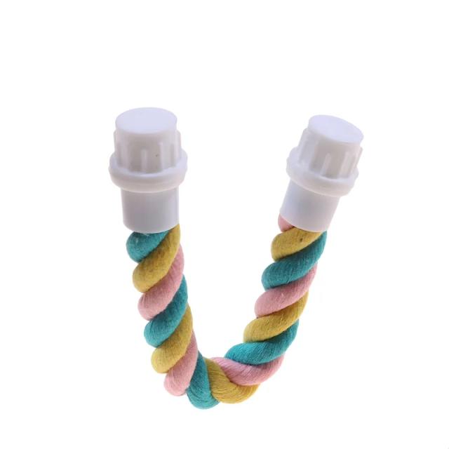 Escada de Balanço em Corda de Algodão para Brinquedos de Pássaros com Estrutura em U - Ideal para Papagaios e Aves de Escalada