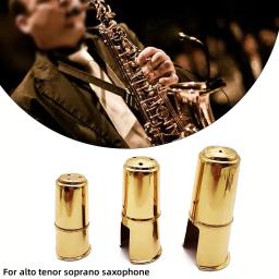 Alto Soprano Tenor Saxofone Metal boquilha Cap, Ouro chapeado protetor Cap, Latão instrumentos - Image 1