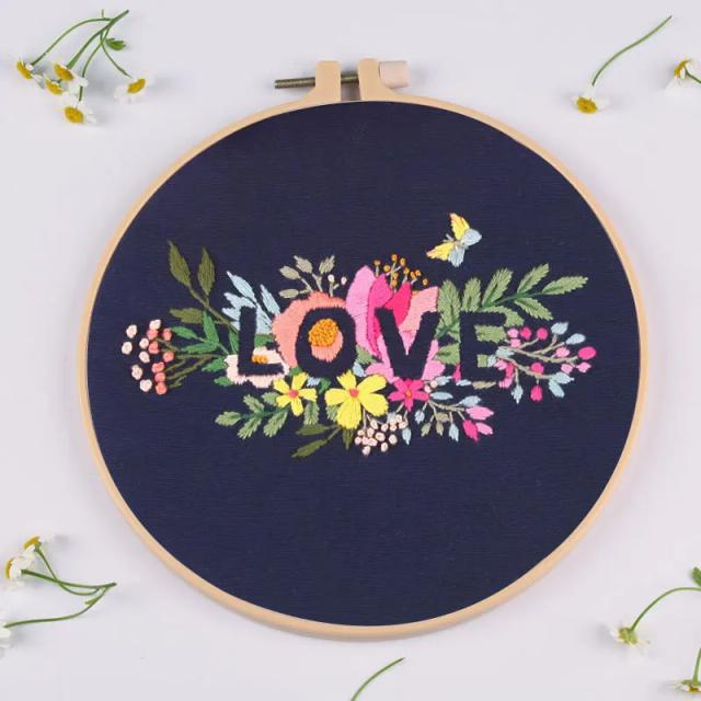 Kit Completo de Bordado com Design de Flor e Carta Padrão - Ideal para Iniciantes em Ponto Cruz e Artesanato DIY