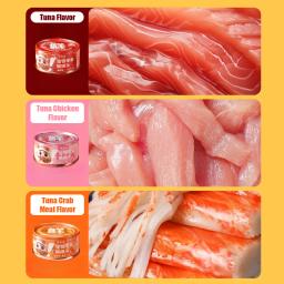 Snacks de alta proteína de atum seco, DHA peixe marinho enlatado, hidratação do gatinho, engorda comida úmida, Pet Food, Snacks para gatos adultos, 85g - Image 2