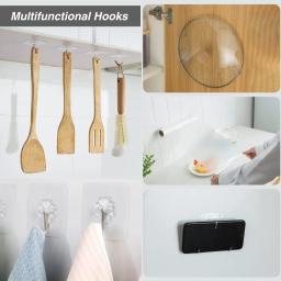 Tansi ganchos autoadesivos transparentes de aço inoxidável, 100 peças, toalha de banheiro, armazenamento de roupas, ganchos adesivos, cabides de chave, armazenamento - Image 2