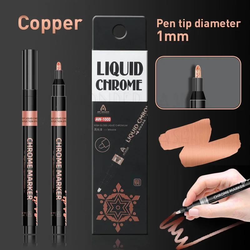 Marcador de Espelho Cromado, DIY Reflective Paint Pen, Permanente Gold Silver Copper Marker, Modelo Painting, 0.7mm, 1mm, 2mm, 3 Pcs, 4Pcs - Image 1