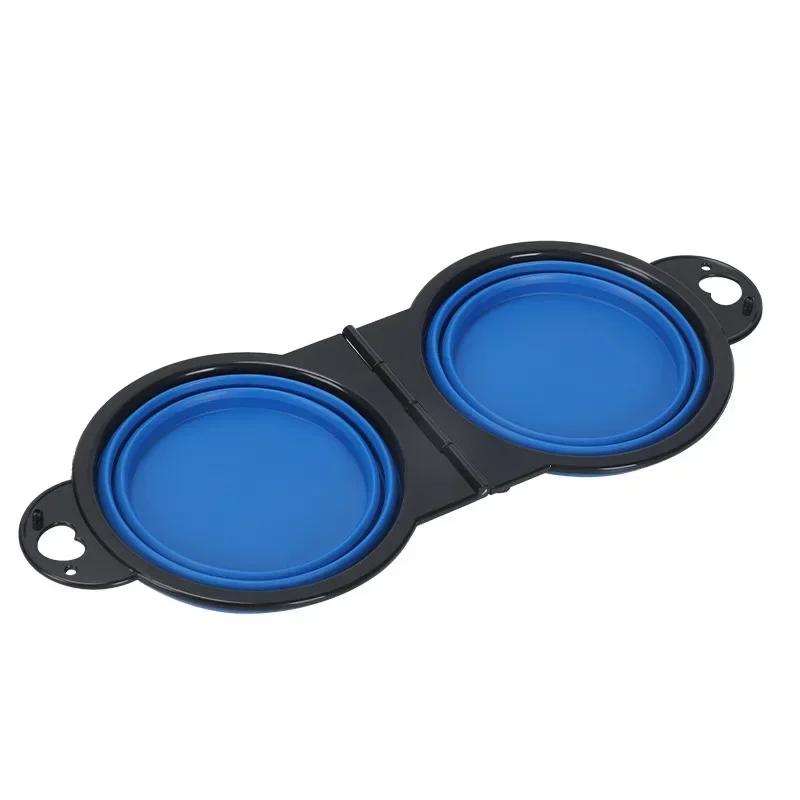Tigela dupla dobrável 2 em 1 para animais de estimação, tigela para beber, portátil, ao ar livre, viagem, cachorro, gato, 1 pc - Image 1