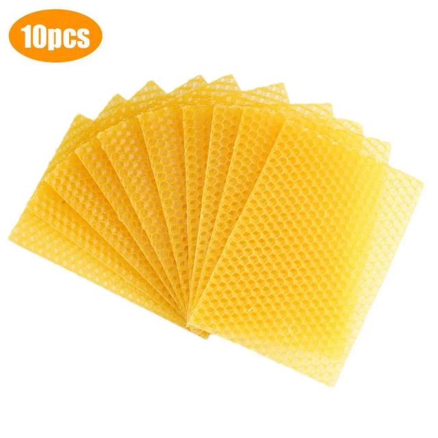 Kit Completo de Cera de Abelha para Fazer Velas: 10 Peças de Folhas de Fundação e Mel Honeycomb para DIY