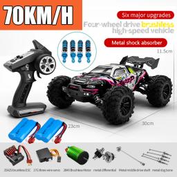 Carro rc off road 4x4 de alta velocidade 70 km/h carro de controle remoto com farol led sem escova 4wd 1/16 monster truck brinquedos para meninos presente - Image 1