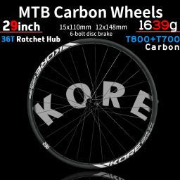 Mais 29 Polegada mtb rodado de carbono 28h 30/36mm boost 36t catraca hg/xd/ms hub pneu sem câmara enduro/downhill/xc/trail rodas - Image 1