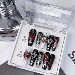 Ferroso Metal Diamante Mão Desenhada Unhas, DIY, Indústria Pesada, Handmade, Y2K, Pressione Unhas, Dicas Design, Manicure, Presente para Meninas - Image 1