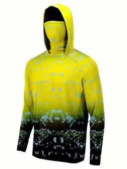 Camisa de pesca com capuz roupas de pesca ao ar livre verão máscara com capuz sol proteção uv desempenho camisa - Image 5