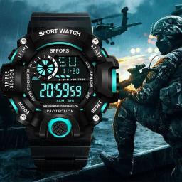 Relógio multifuncional ao ar livre pulseira de borracha esporte relógio digital mostrador luminoso casual moda wirstwatch para homem relogio masculino - Image 3