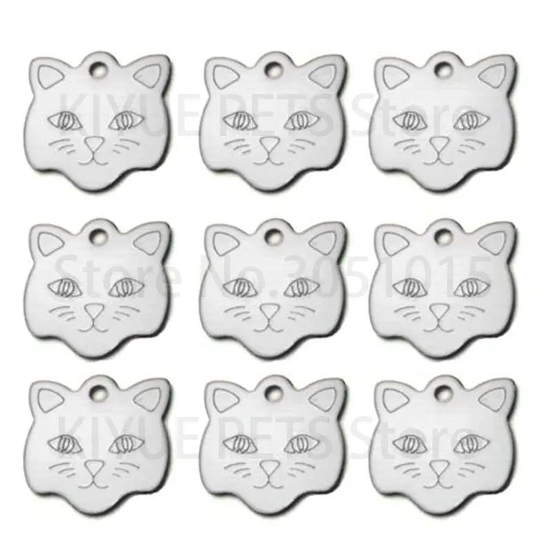 Atacado 20pcs cat ID tag gatos nome tag pingente alumínio pet acessórios rosto placa de identificação personalizado tag para gatos colar - Image 1