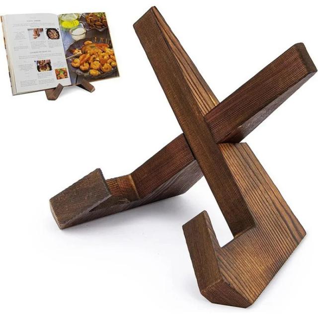 Suporte de Livro de Receitas de Madeira Base Plana para Cozinha Leitura e Moldura de Foto