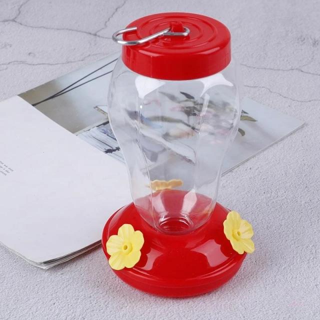 Alimentador de Beija-flor em Plástico com Gancho para Jardim - Garrafa de Água com Design Floral, 1 Unidade