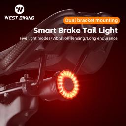 West biking luz traseira da bicicleta de detecção inteligente mtb luz traseira da bicicleta de estrada ipx6 à prova dwaterproof água tipo-c carregamento lanterna traseira acessório de ciclismo - Image 1