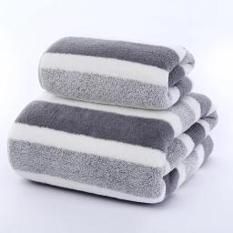Conjunto de toalhas listradas de secagem rápida para experiência de banheiro macia e absorvente Toalha de banho ou toalha de mão - Image 1
