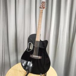 Fibra de carbono aço-corda guitarra acústica, Spruce Top Solid, 4 cores, alto brilho, preto, verde, roxo, Folk Pop, 41" - Image 4