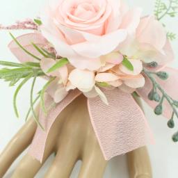 Marfim pulso corsage dama de honra irmãs artesanal flor artificial de seda rosa pulseira flores para casamento dança festa decoração - Image 6