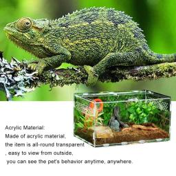 Terrário acrílico transparente para répteis, caixa de alimentação transparente para animais, répteis, insetos, aranha, lagarto, sapo, grilo, tartaruga - Image 4