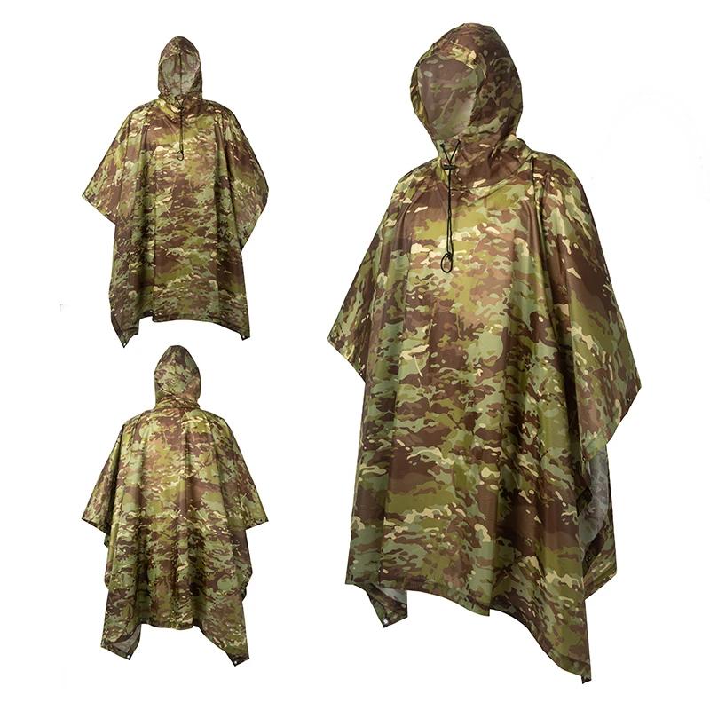 Capa de chuva dobrável camuflada para caminhadas, poncho portátil para homens, capa impermeável impermeável para chuva, turismo - Image 1