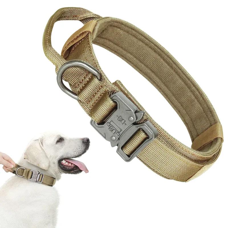 Nylon Tactical Dog Collar com alça, ajustável e durável, adequado para cães médios e grandes, Pet Items, Pet Acessórios - Image 3