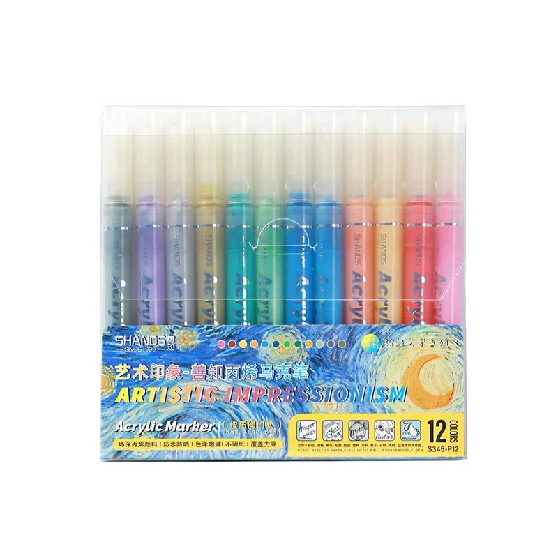 Marcadores de Tinta Acrílica para Artesanato DIY, Fontes de Arte, Fontes de Arte, Madeira, Lona, Pedra, Gasolina, Vidro, Superfícies Cerâmicas, 12, 24 Pack - Image 1