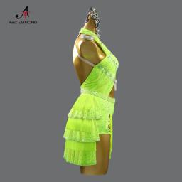 Roupas de dança latina feminina linha traje novo vestido palco meninas samba terno roupas festa desempenho prática usar saias bola sexy - Image 4