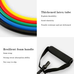 Bandas de resistência com alças para homens e mulheres, equipamento de treinamento de força, tubo ajustável, corda, exercício, casa, treino - Image 6
