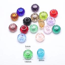 Facetada Contas De Vidro De Cristal, Grande Buraco, Espaçador Redondo Artesanato, Fazer Jóias DIY, Pulseiras Acessórios, Atacado, 8x14mm, 20Pcs por lote - Image 2