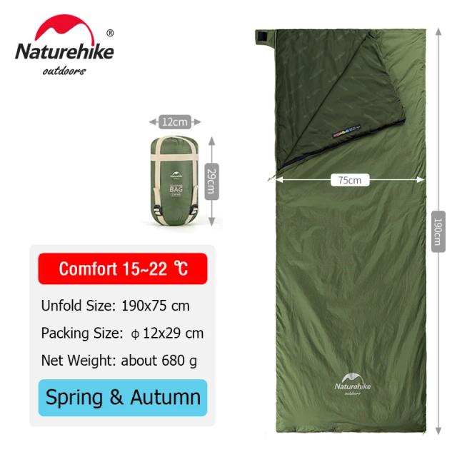 Saco de Dormir Ultraleve Naturehike LW180: Ideal para Primavera e Verão em Caminhadas e Acampamentos ao Ar Livre