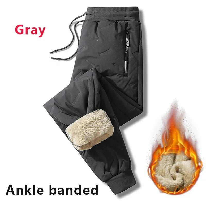 Inverno sweatwear masculino de pelúcia grosso velo sweatpant lambswool calças térmicas calças casuais à prova dwindproof água vento calças de algodão quente - Image 1
