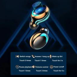 Auscultadores Bluetooth à prova d'água, estéreo 9D, graves altos, fones de ouvido esportivos, mãos livres, controle de toque, fones de ouvido sem fio Tws - Image 4