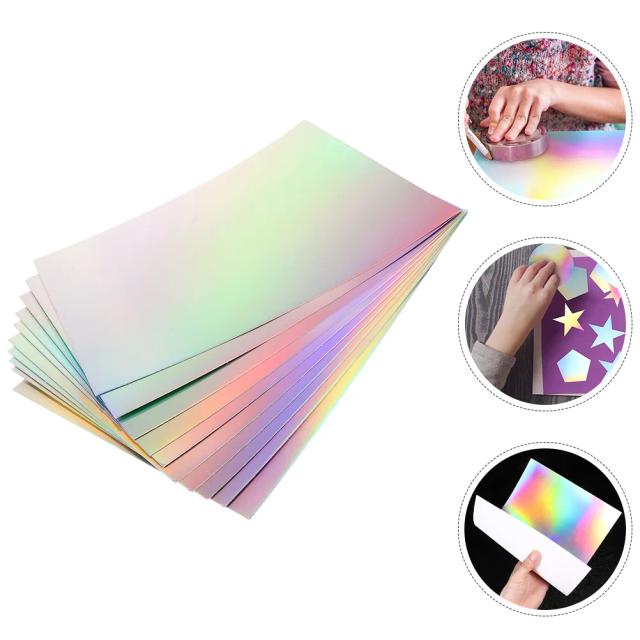 Folhas de Papelão Metálico Arco-Íris: Cartolina Holográfica Grossa para Artesanato Criativo