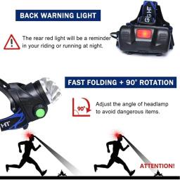 Poderoso farol de indução led usb/dc recarregável farol liga alumínio ao ar livre lâmpada cabeça pesca alto lúmen tocha cabeça - Image 4