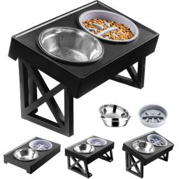 Tigelas elevadas de aço inoxidável para cães, 3 alturas ajustáveis, levantado Pet Stand, alimentador lento, tigelas de comida para cães pequenos, médios e grandes - Image 1