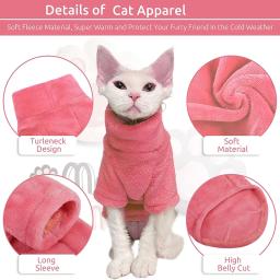 Pulôver de gola alta para animais, suéter de gato, roupas quentes, sem pêlos, camisa macia, gatos e chihuahua, roupas de inverno - Image 2