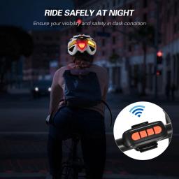 Capacete de bicicleta inteligente com luzes de sinalização, Capacete leve, Luz de advertência - Image 3