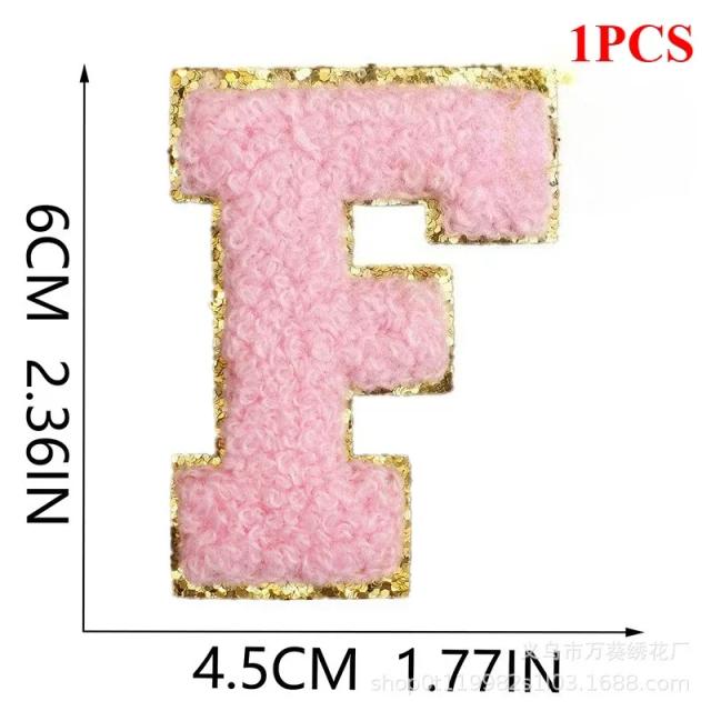 Adesivo Bordado Carta Inglês Rosa 6cm 26 Letras Para Roupas