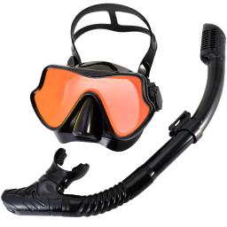 Conjunto de máscara de snorkel de silicone, óculos de natação, kit de treinamento de mergulho, lente colorida, visão ampla, vidro temperado, anti-vazamento, adultos - Image 2