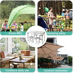 Mesa De Acampamento Dobrável e Cadeira Mala, Mesa Dobrável De Piquenique Portátil com Umbrella Hole, 4 Pessoa - Image 5
