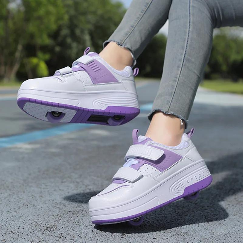 Sapatos Deform Roller Skate para mulheres, patins de 4 rodas, tênis Runaway Parkour, sapatos de deformação, presente para jovens e adultos - Image 1