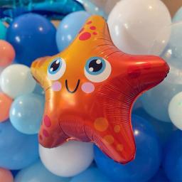 Balão de animais marinhos para decoração de aniversário, festa mundial oceânica, concha, estrela do mar, peixe, cavalo, polvo, tubarão - Image 2