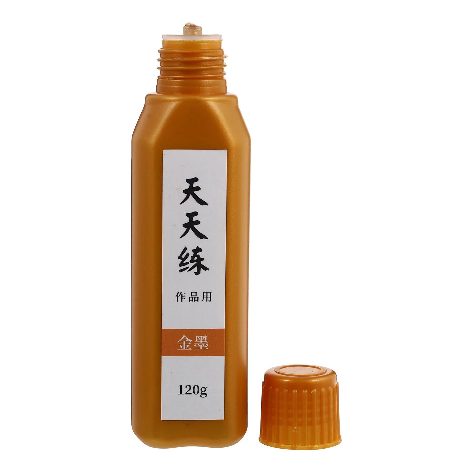 Caneta tinteiro tinta sumi pintura desenho pintura tradicional caligrafia chinesa ouro dourado - Image 1