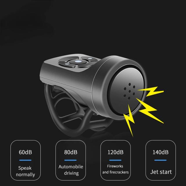Campainha Elétrica Anti-Roubo para Bicicleta com Alarme Recarregável e Alto Volume, Acessório Essencial para Ciclismo de Estrada