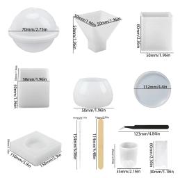 Kit de moldes de resina de silicone, 24 peças, moldes de resina epóxi incluindo esfera, cubo, pirâmide, quadrado, redondo, usado para criar arte, faça você mesmo - Image 6