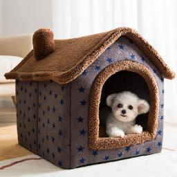 Gato bedsleep casa quente caverna dogkennel & almofada removível macio interior fechado tenda cabanas sofá para gatos de estimação kittensuppy - Image 2