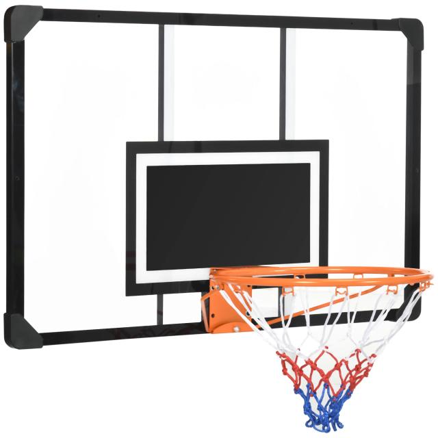 Cesto de Basquetebol SPORTNOW com Rede e Placa, Estrutura em Aço para Uso Interno e Externo, Medidas 113x61x73 cm, Preto