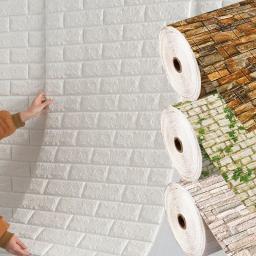 Adesivos de parede impermeáveis autoadesivos, Papel de parede DIY, Decoração do quarto, Padrão de tijolo clássico, 3D Home Decor, Decoração do quarto da espuma, 70cm x 1m - Image 4